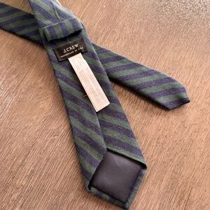J. Crew Dark Green Wool And Silk Tie Skinny Navy Blue